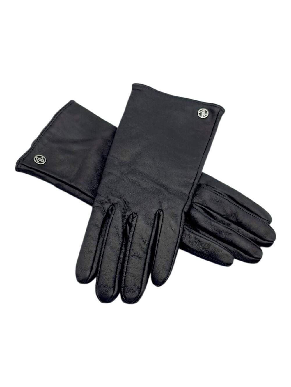 LIKE NEW Adrienne Vittadini Women's Black Leather And Cashmere Gloves